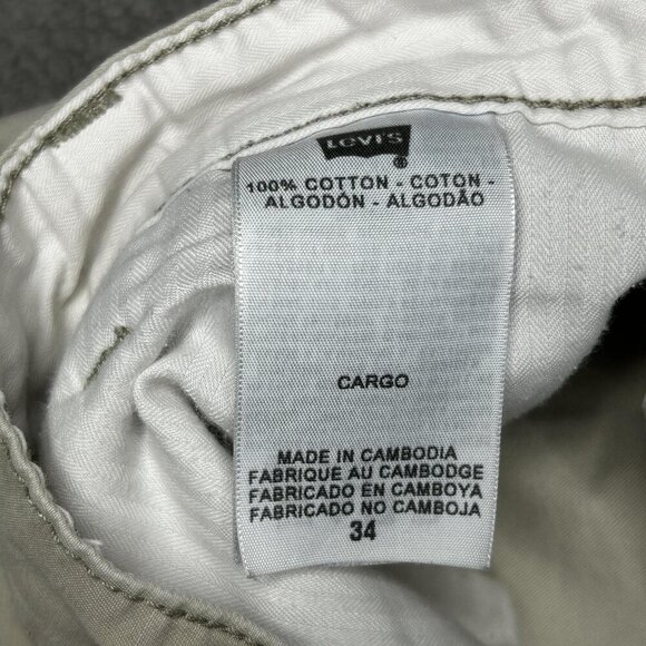 Levis Cargo Shorts Mens 34 Khaki Beige Multi Pocket Flap Baggy Outdoor Utility - Picture 7 of 13